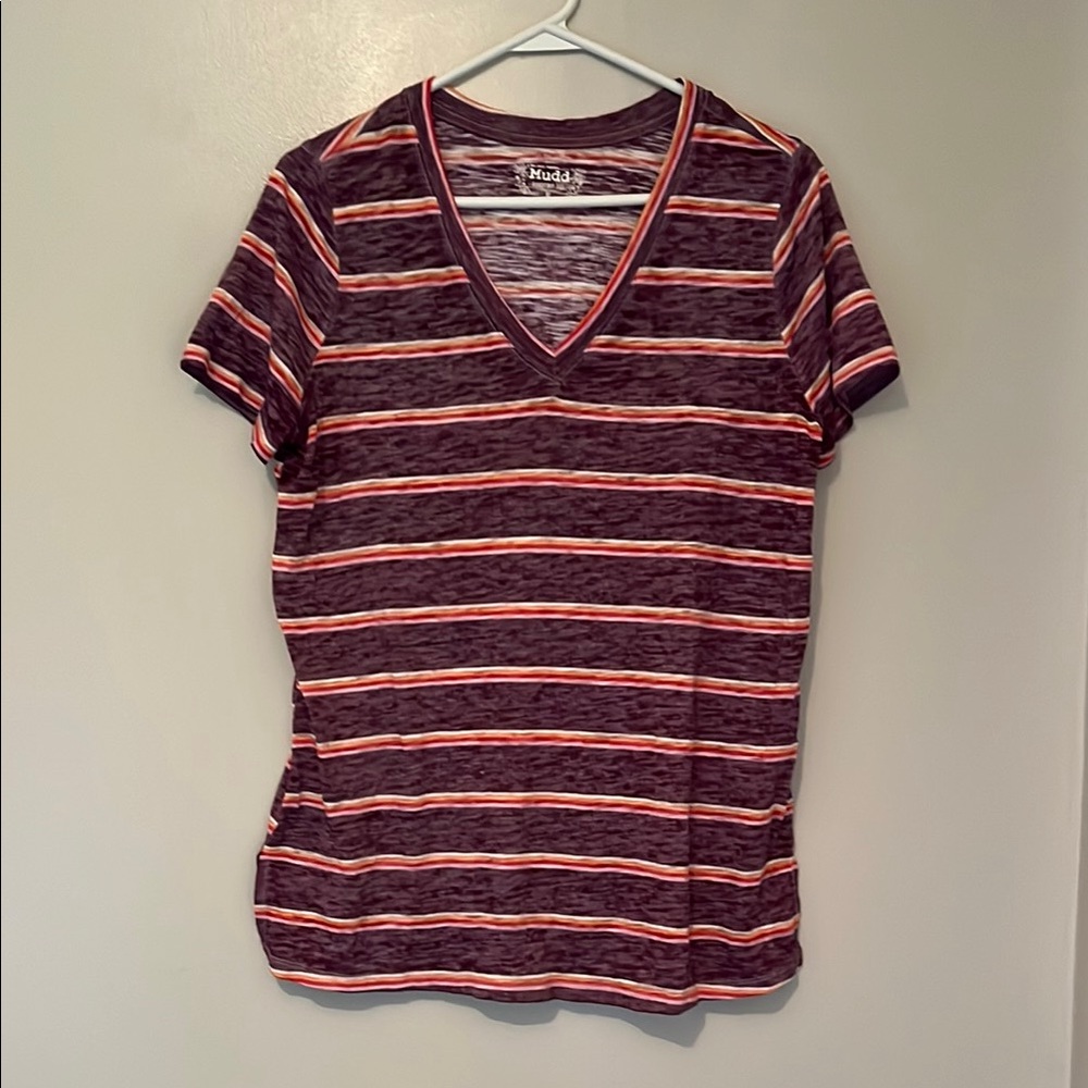 Mudd Red and White Fitted Short Sleeve T-Shirt